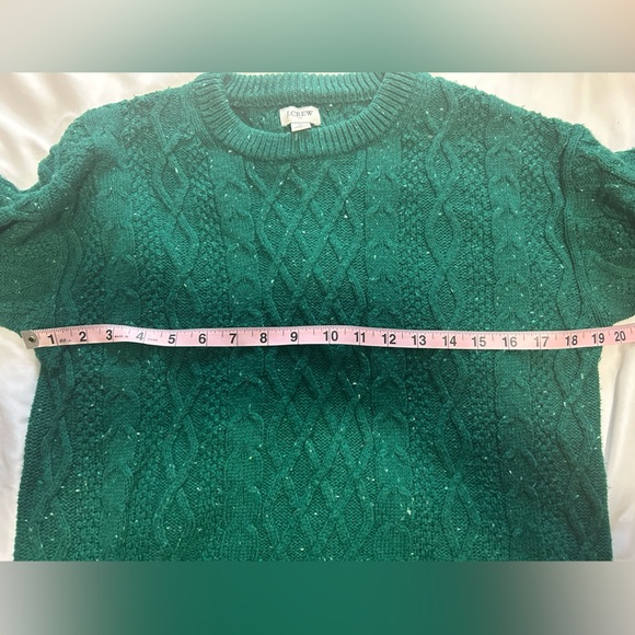 J. Crew Donegal Cable Crewneck Festive Green Sweater - Picture 7 of 7